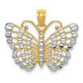14k and White Rhodium Diamond-cut Butterfly Pendant, 20 x 28 mm