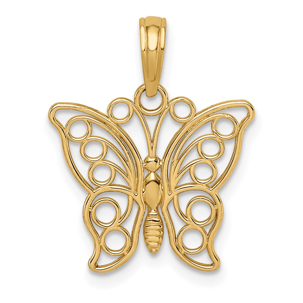 14K Cut-out Butterfly Large Pendant, 20 x 16 mm