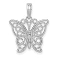 14K White Gold Cut-out Butterfly Large Pendant, 18.1 x 17 mm
