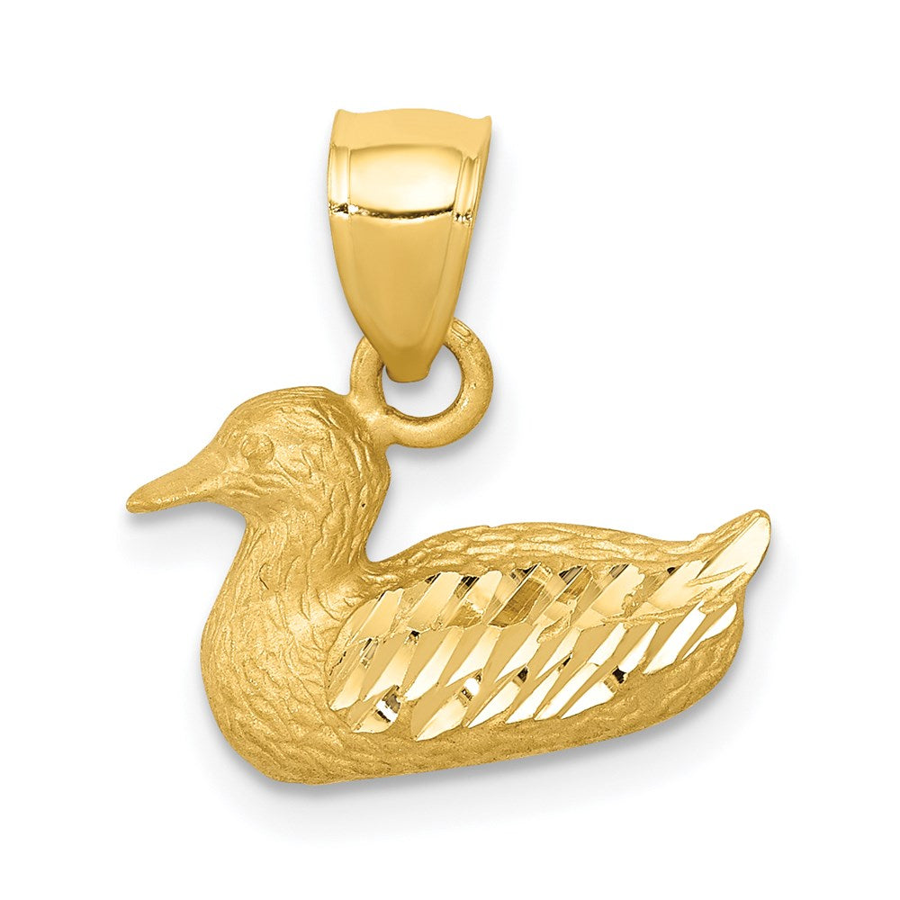 14K Diamond-cut Duck Pendant, 16 x 14 mm