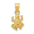 14K Diamond-cut Frog Pendant, 16 x 8 mm