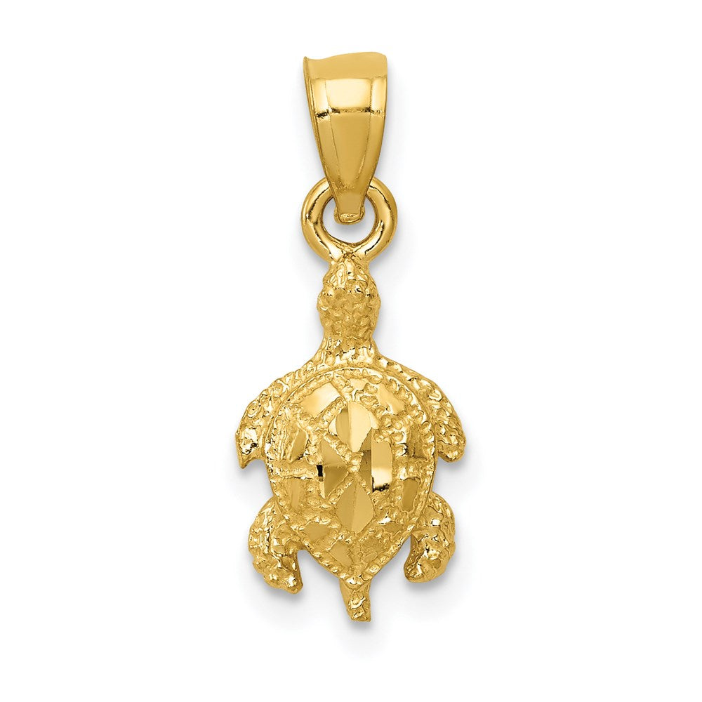14K Turtle Pendant, 18.5 x 9 mm