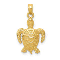 14k Sea Turtle Pendant, 22 x 13 mm