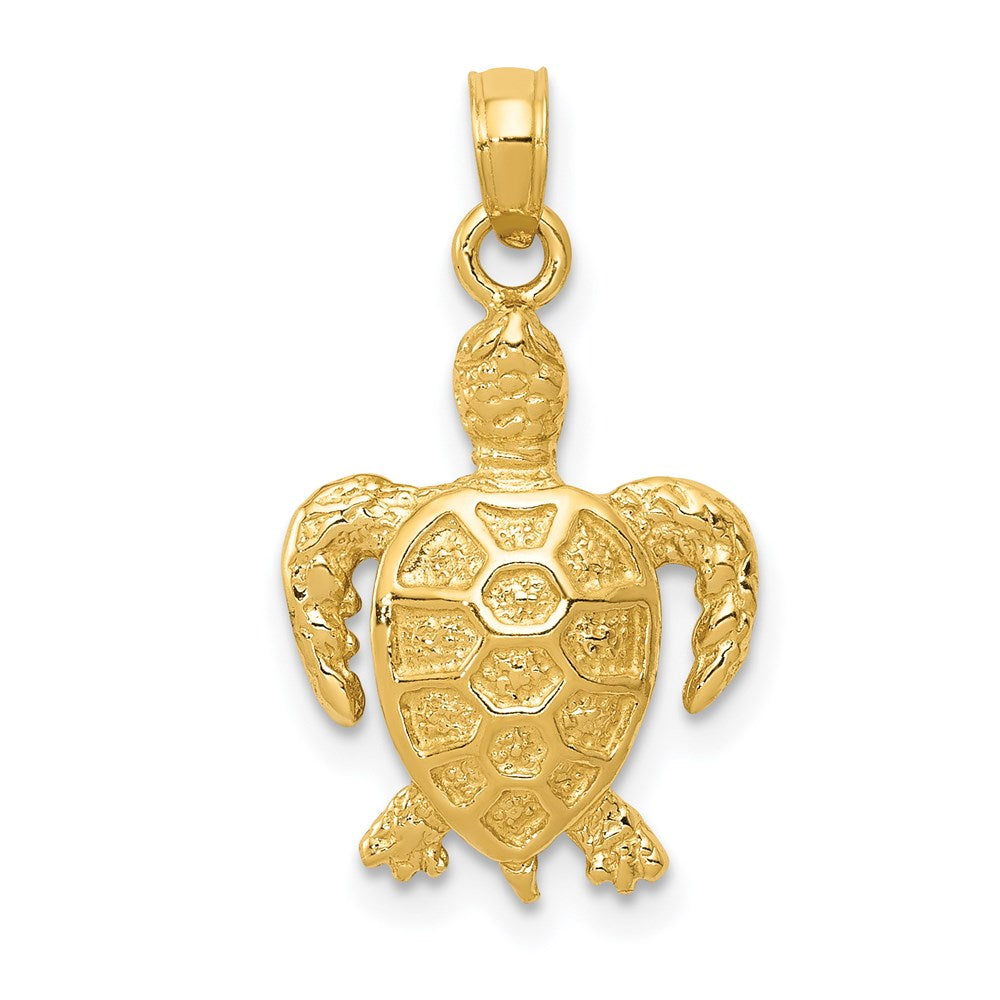 14k Sea Turtle Pendant, 22 x 13 mm