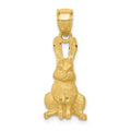 14K Diamond-cut Rabbit Pendant, 25.5 x 10 mm