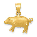 14K Satin Diamond-cut Pig Pendant, 18 x 19 mm