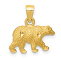 14K Satin Diamond-cut Bear Pendant, 12 x 10.5 mm