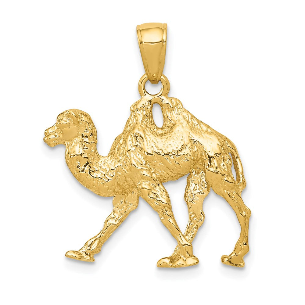 14k 3-D  2-Hump Camel Pendant, 27 x 23 mm