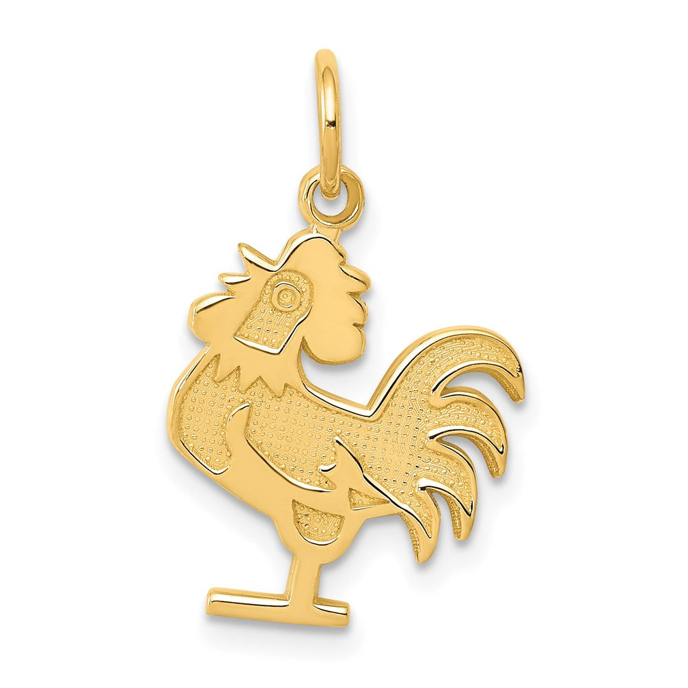 14k Rooster Charm, 21.5 x 13 mm
