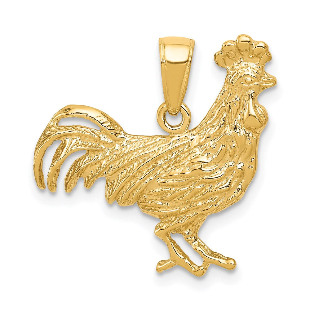 14k Rooster Pendant, 21 x 23 mm