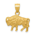14K Satin Diamond-cut Buffalo Pendant, 19 x 17 mm