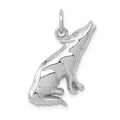 14k White Gold Howling Wolf Charm, 23 x 13 mm