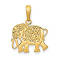 14k Textured Elephant Pendant, 19 x 16 mm