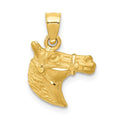 14K Satin Diamond-cut Horse Head Pendant, 17 x 13 mm