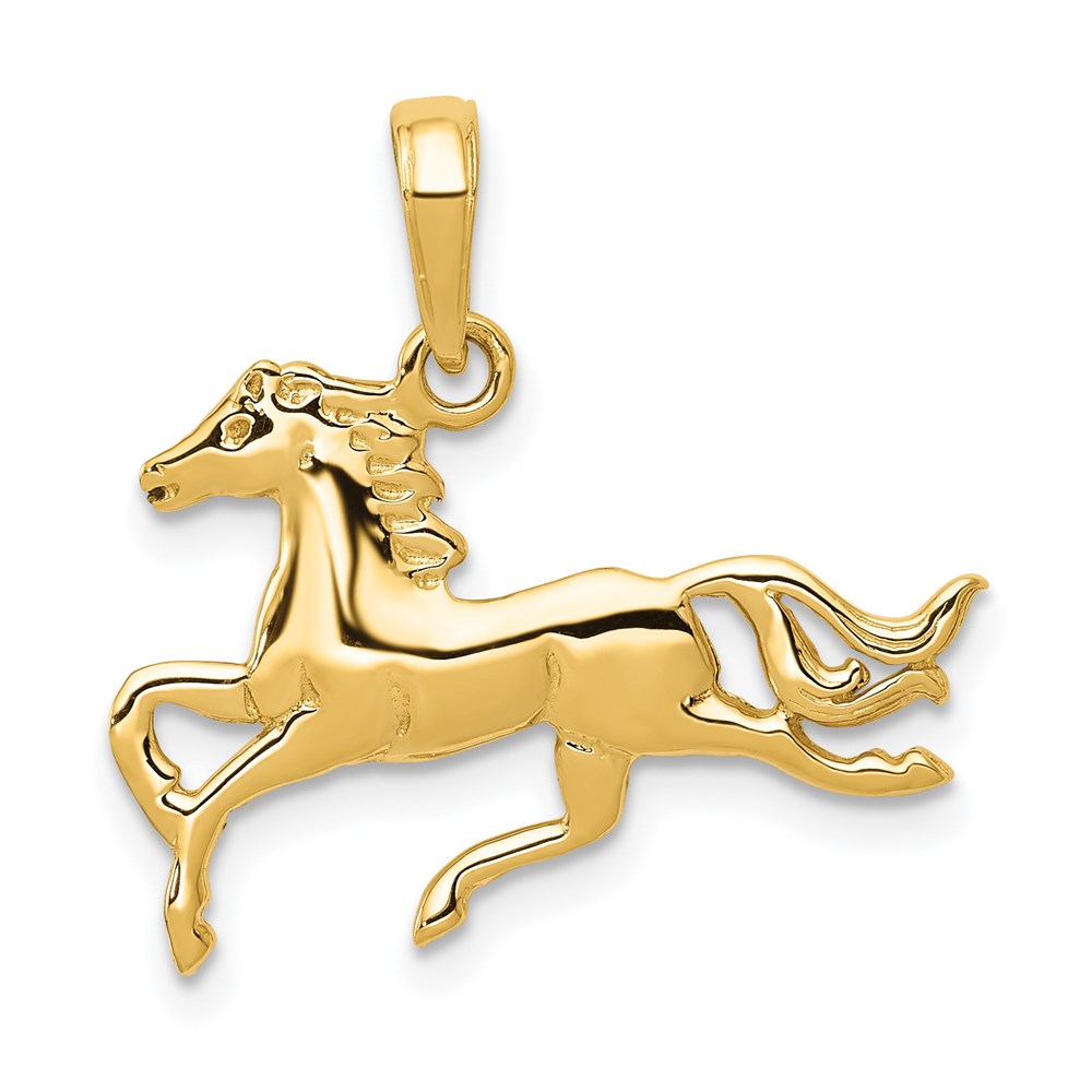 14k Jumping Horse Pendant, 19 x 21.5 mm