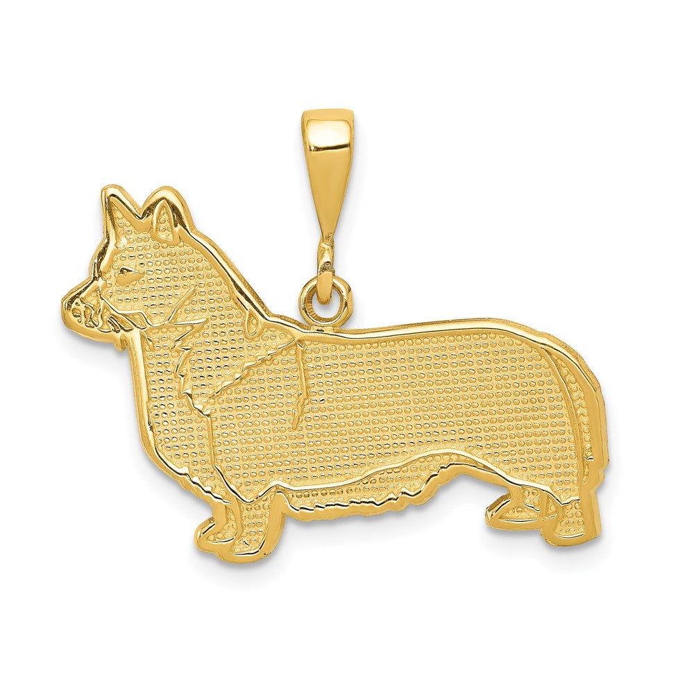 14k Textured Welsh Corgi Dog Pendant, 25 x 28 mm