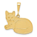 14k Textured Russian Blue Cat Pendant, 25 x 23 mm