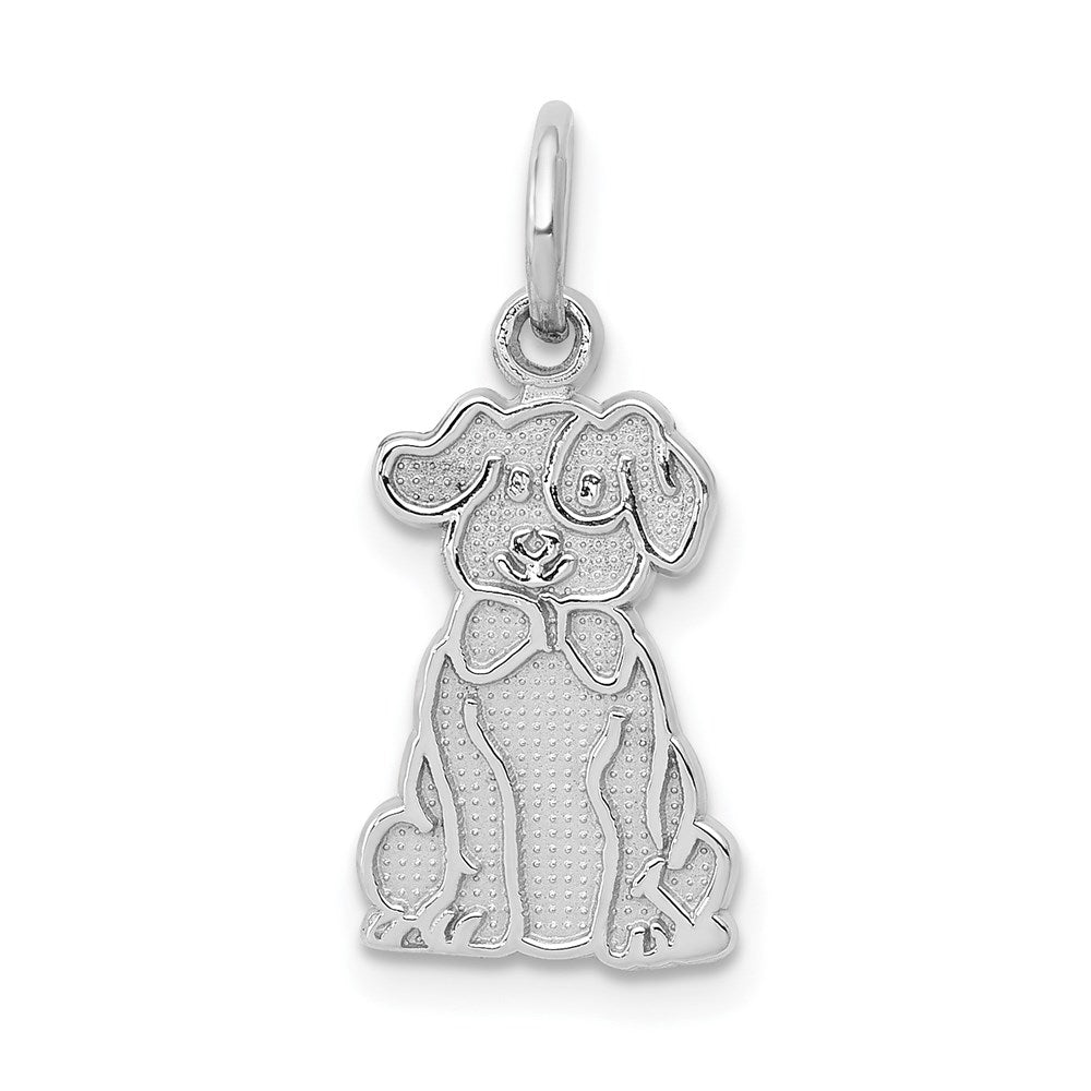 14k White Gold Puppy Charm, 21 x 10 mm