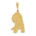 14k Textured Beagle Dog Pendant, 36 x 15 mm
