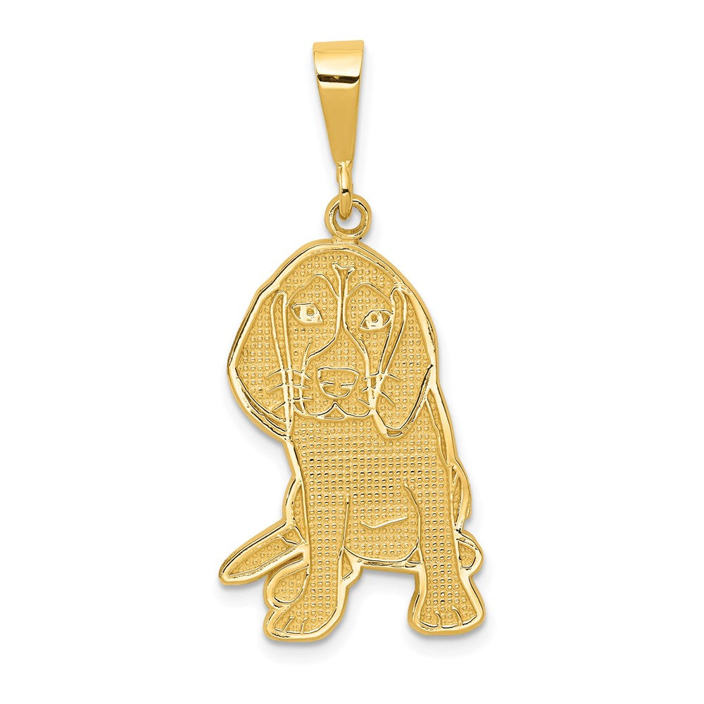 14k Textured Beagle Dog Pendant, 36 x 15 mm