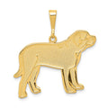 14k Textured Mastiff Dog Pendant, 32 x 28 mm