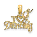 14K I HEART DANCING with Dancer Charm, 12.7 x 15.8 mm