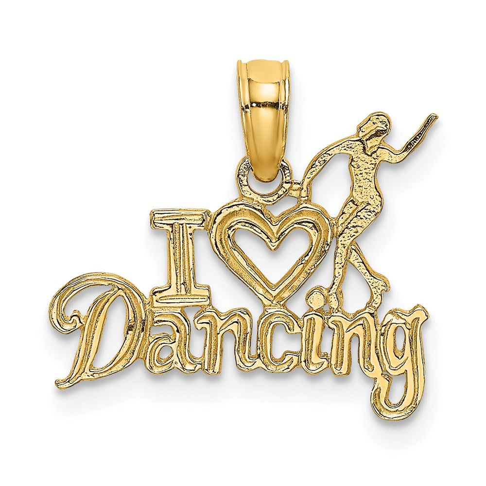 14K I HEART DANCING with Dancer Charm, 12.7 x 15.8 mm