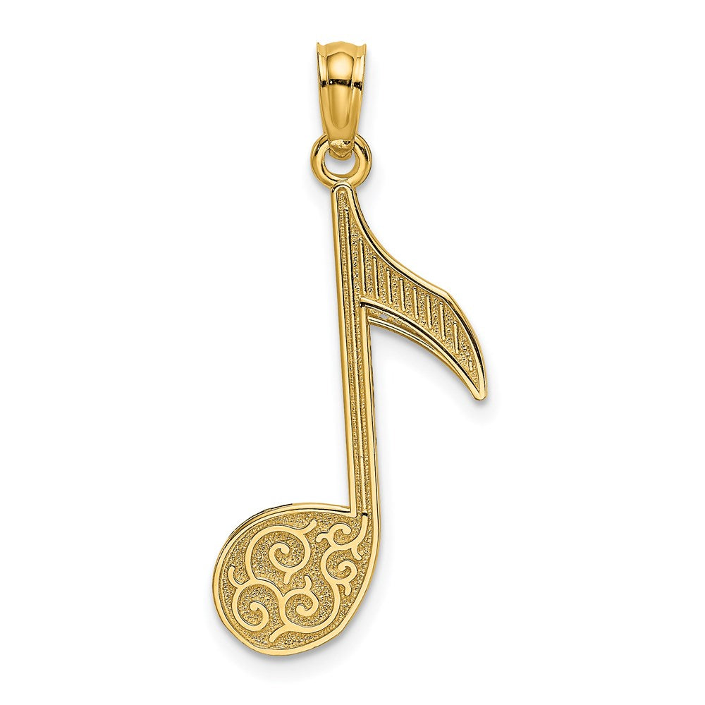 14k Scroll Design Music Note Charm, 34.25 x 13 mm