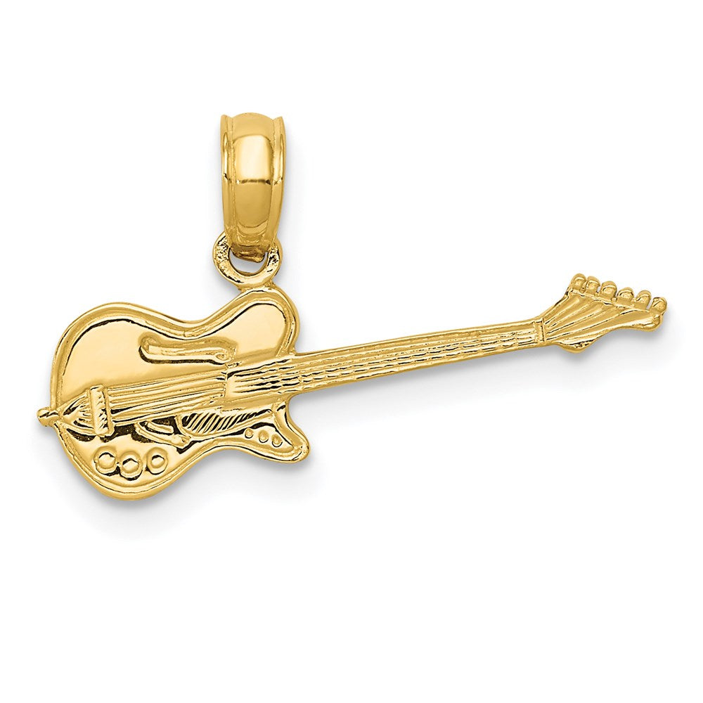 14k Electric Guitar Pendant, 9 x 20 mm