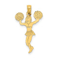 14k Cheerleader with Pom-Poms Charm, 22.4 x 14.3 mm