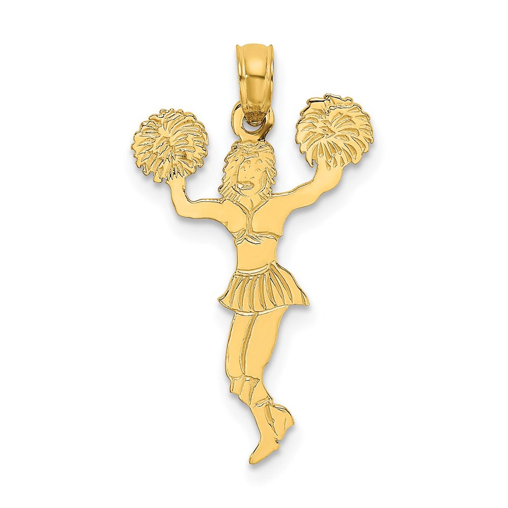 14k Cheerleader with Pom-Poms Charm, 22.4 x 14.3 mm