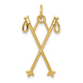14k Ski Poles Charm, 26 x 14 mm
