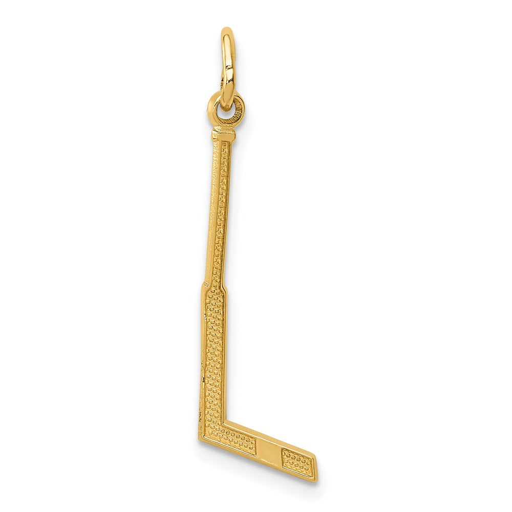 14k Goalie Stick Charm, 30 x 8 mm