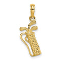 14k Golf Bag with Clubs Charm, 16 x 9.5 mm