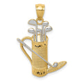 14k and White Rhodium Golf Bag Pendant, 28 x 19 mm