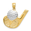 14k and White Rhodium Golf Club and Ball Pendant, 27 x 24 mm