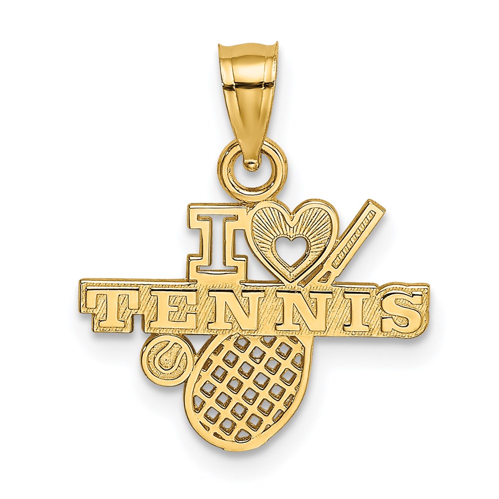 14K I HEART TENNIS Charm, 12.5 x 16.4 mm