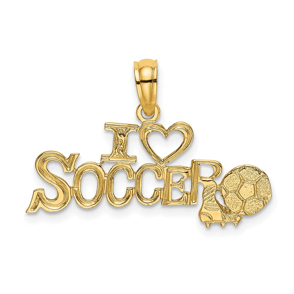 14K I HEART SOCCER with Ball Charm, 36.25 x 23 mm