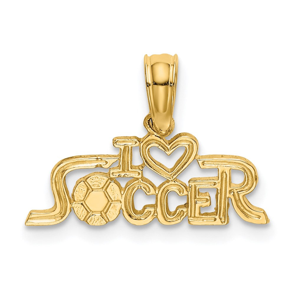 14K I HEART SOCCER Charm, 6.2 x 16 mm