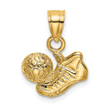 14k Soccer Ball with Shoe Charm, 9.2 x 11.2 mm