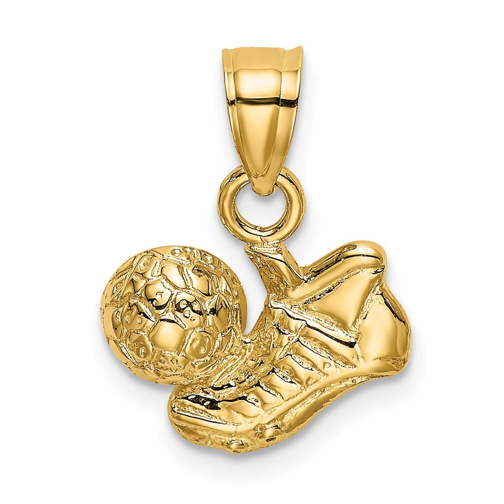 14k Soccer Ball with Shoe Charm, 9.2 x 11.2 mm