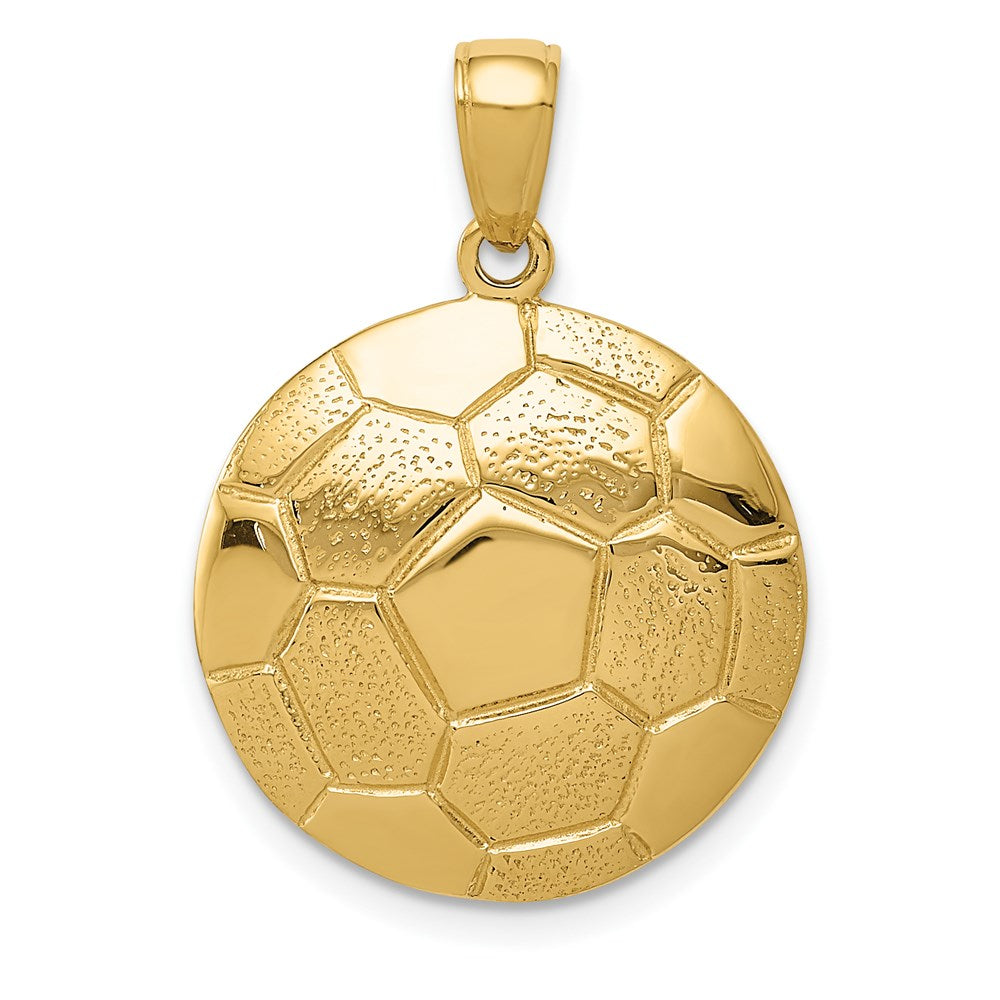 14k Large Domed Soccer Ball Pendant, 25 x 18 mm