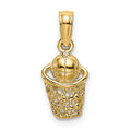 14k Mini Basketball with Net Charm, 9.3 x 6.9 mm