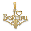 14K I HEART BASKETBALL with Ball and Net Charm, 15.9 x 22.5 mm