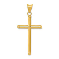 14k 3-D Polished Hollow Cross Pendant, 34 x 16 mm