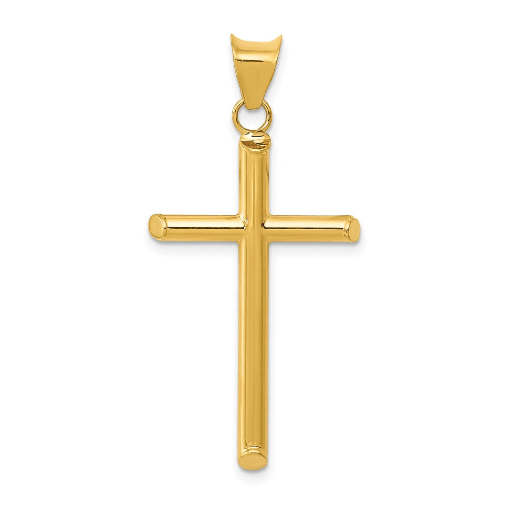 14k 3-D Polished Hollow Cross Pendant, 34 x 16 mm