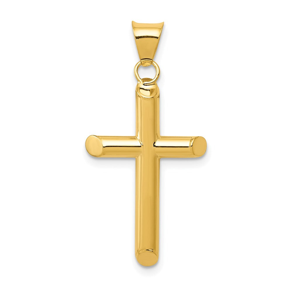 14k 3-D Polished Hollow Cross Pendant, 33 x 17 mm