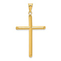 14k 3-D Polished Hollow Cross Pendant, 45 x 25 mm
