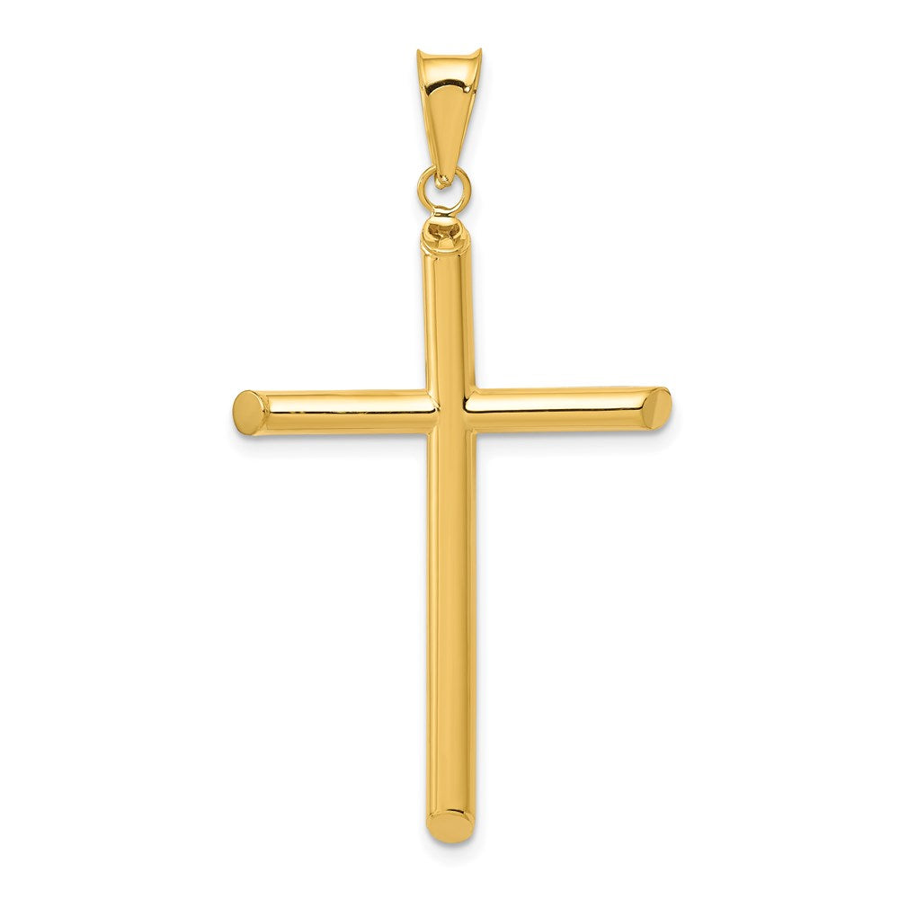 14k 3-D Polished Hollow Cross Pendant, 45 x 25 mm