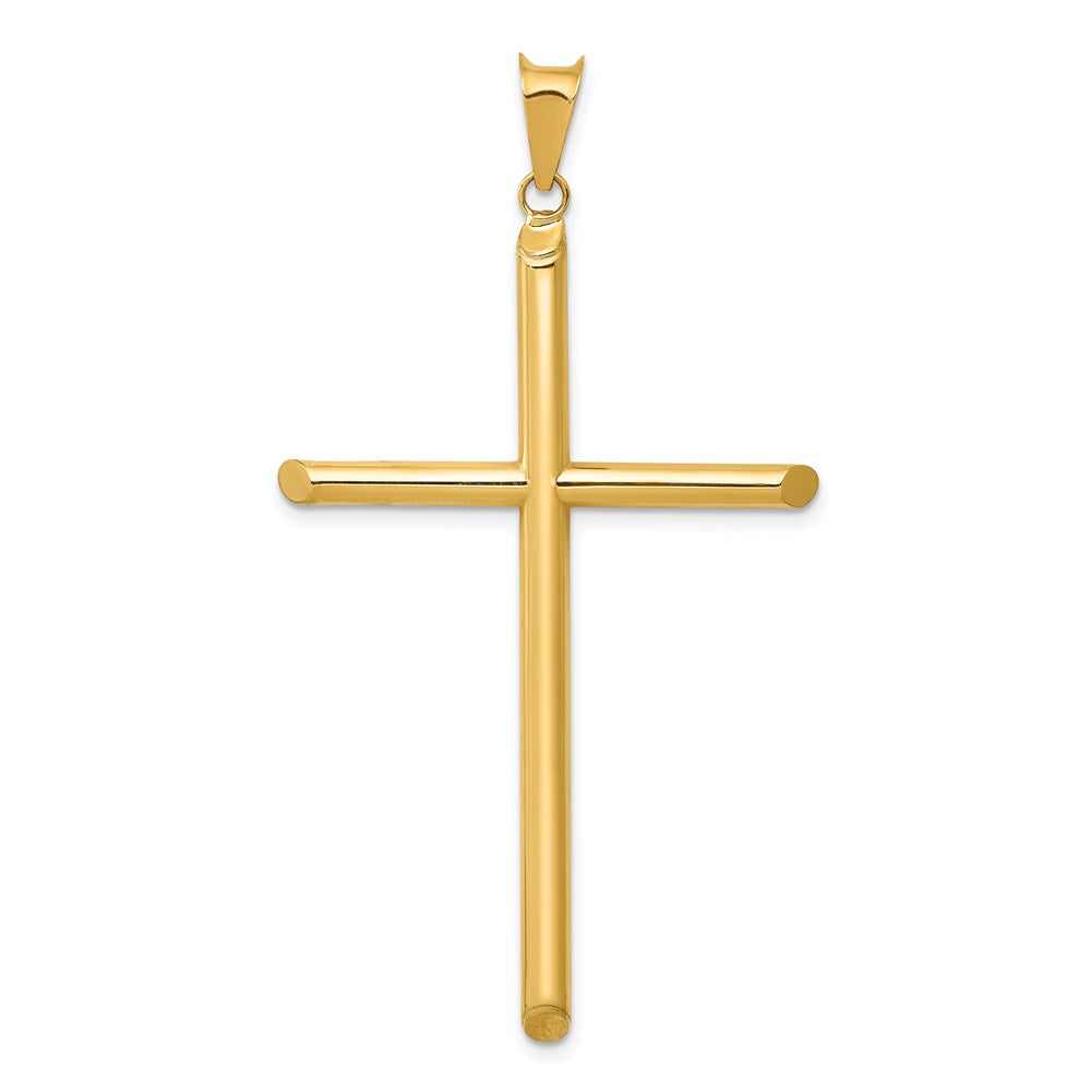 14k 3-D Polished Hollow Cross Pendant, 58 x 32 mm